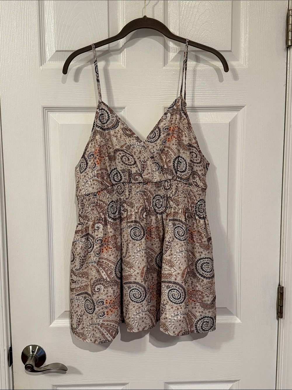 Paisley Print Spaghetti Strap Camisole in Neutral Tones